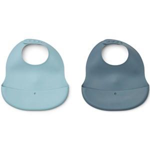 Liewood 2-Pack Sea Blue/Whale Blue Mix Ember Bibs One Size - Baby feeding - One size - Blue - Mädchen
