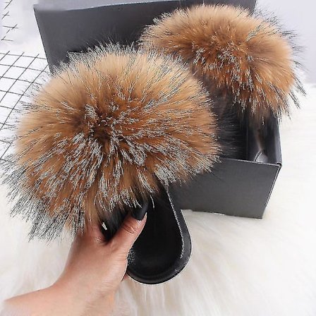 Sommerpels tøfler Fluffy søte plysj damer flip flops luksuriøse sjarmerende sandaler