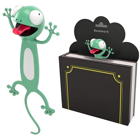 Morsom 3D tegneserie dyr bokmerke tegneserie bokmerke med flat kropp gave til barn jenter Gecko