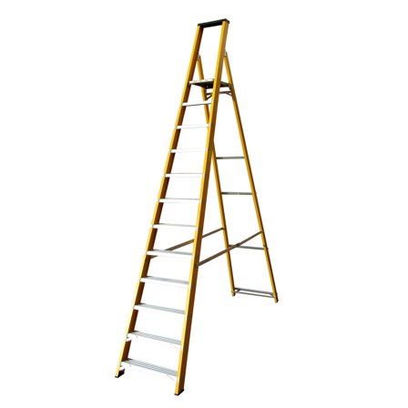 Glass fibre folding platform steps, 12 treads, H 2540 mm