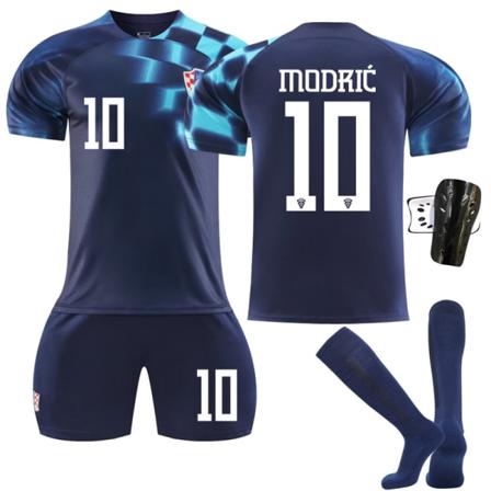 VM 2223 Kroatia Borte Fotballdrakt Barnefotballdrakt Modric nummer 10 med sokker Beskyttelsesutstyr Z X 16