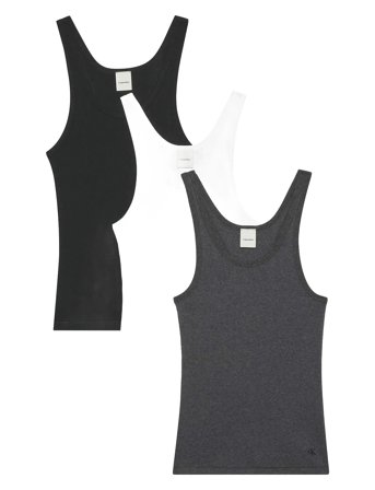 Scoop Neck Cotton Tank 3Pk Black Calvin Klein