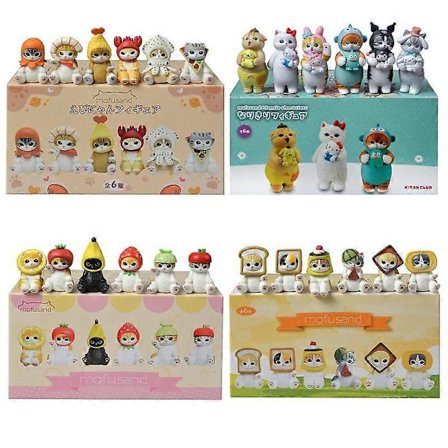 Mofusand Shark Cat Blind Box Frukt Djur Söt Minifigurer Anime Ornament Dockor Fans Barnleksak Modell (FMY)