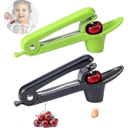 Kirsikankiven poistaja, kirsikkahedelmien keittiötarvike oliivin kiven poistotyökalu (vihreä+musta)-WG