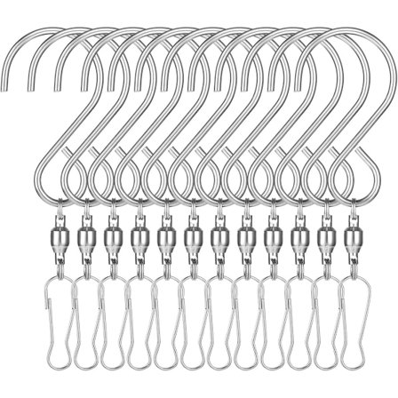 Sæt med 12 vindroterende kroge - Egnet til 360 graders hængende planter