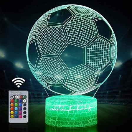 Botao 3d Touch Lampa Barn Nattlampor 16 Färger Med Fjärrkontroll - Fotboll