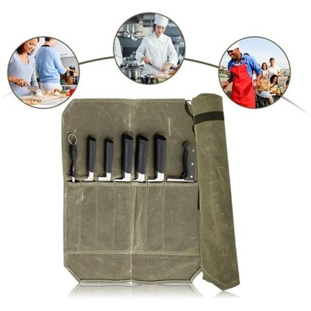 Knivtaske - Sikker og kompakt knivopbevaring - 7-knivs æske - Grøn - Design i ét stykke