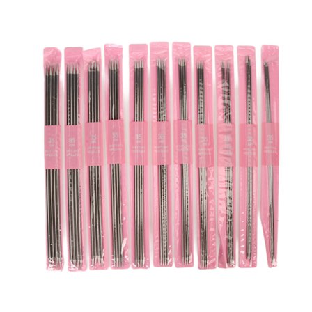 Kaksipäiset neulepuikkosetti, ruostumattomasta teräksestä valmistetut metalliset neulepuikot, neulepuikkosetti neulojille, sileä ja kestävä kapeneva 