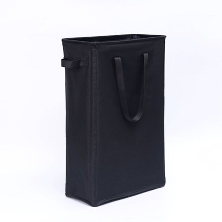 45L Vasketøjskurve med håndtag (sort), sammenklappelig smal vasketøjskurv