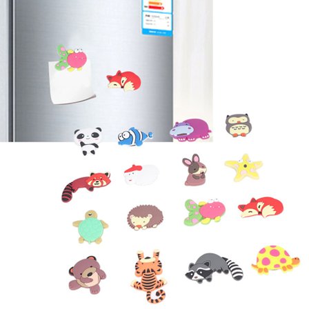 16 stk. dyrekjøleskapsmagnet sterk magnetisk 3D søt levende dekorativt dyretrykk kjøleskapsmagnet for kjøleskap biler—max