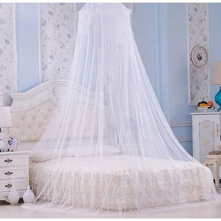 GrouopM Søyle Sengetrekk Princess Myggnett Stor Kuppel Myggnett Seng Gardinbane Rundt nett Tak Rundt nettmønstret nett