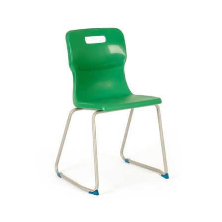 Skid frame plastic chair, H 460 mm, green