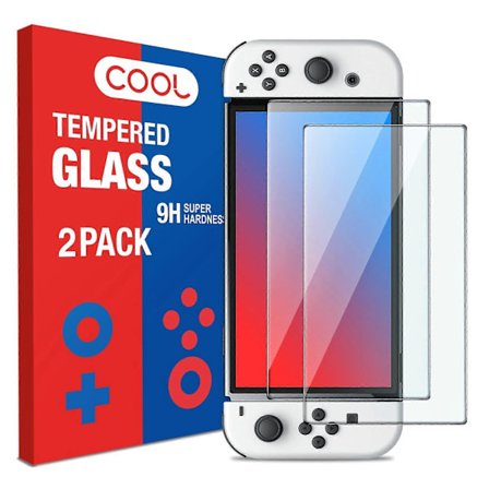 2 Pakkaus Näytönsuoja Nintendo Switch OLED:lle, 9H Karkaistu Lasi, Häikäisynesto, Kuplaton Asennus (FMY)