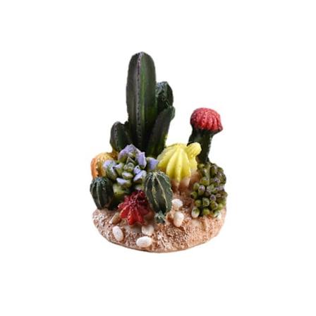 Succulenter Kaktus Växt Akvarium Dekorationer Öken Oas Dekor Skulptur Samling Reptil Sköldpadda