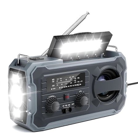 Nødradio til Vejr, 8000mAh Solar & Håndsving Radio