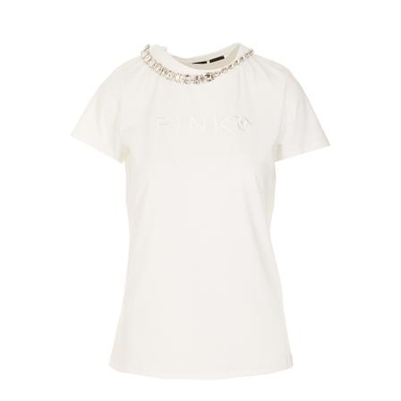 Pinko Logo T-shirt Hvid, Dame T-shirts, Størrelse: XS