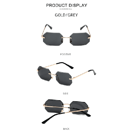 2024 Octagon aurinkolasit Metallirunko Gafas De Sol Trendikäs timanttileikattu reuna Kehysvapaat aurinkolasit