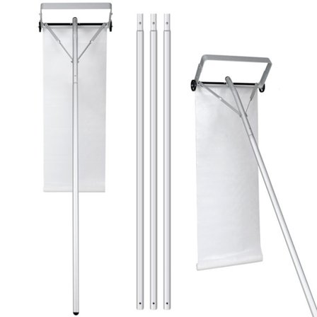 Sneeskovl til Tag COSTWAY-Længde 193-619 cm-4 Aftagelige Stænger-Bred Hoved-PE Stof 313 x 45 cm-2 Hjul-Aluminium Rør