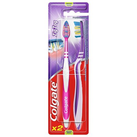 Colgate Tandbørste Zig-Zag Medium 2 stk, Medicin & Pleje, Tandbørster, Voksentandbørster