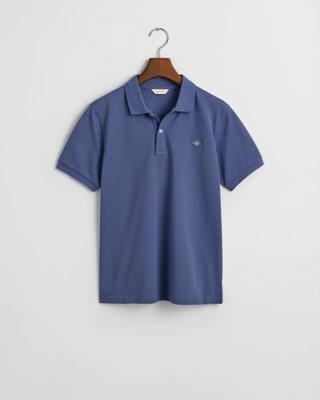 GANT - Piquéskjorte med logo til ungdom dusty navy