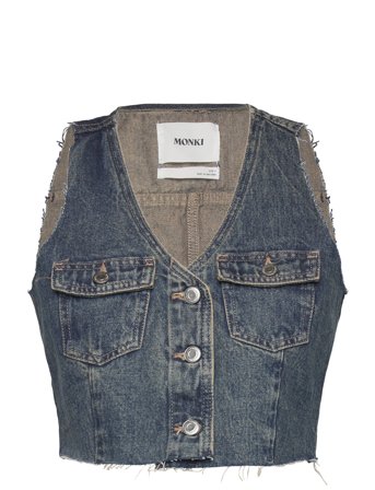 Monki Cropped Vest - Blue - M
