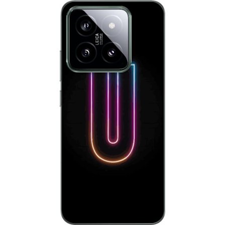 Kompatibelt Mobildeksel til Xiaomi Xiaomi 14 Minimalistisk neonbokstav U i fargerik lys effekt mot svart bakgrunn