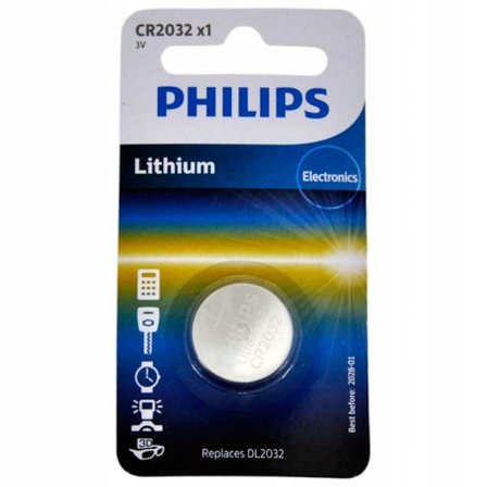 PHILIPS CR2032 Lithium Knappcellebatteri 3V - 1 stk
