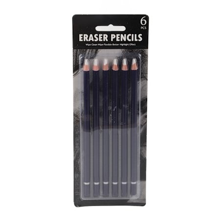 Premium Trä 6-pack Raderpennor - Enkel Radering, Bekvämt Grepp, Bred Användning för Skissillustration