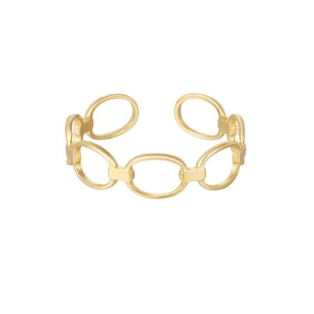 Ring i Rostfritt Stål - Sammanflätade Länkar - Guld - Justerbar