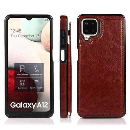 Samsung Galaxy A12 - Skal Med Korthållare Brun