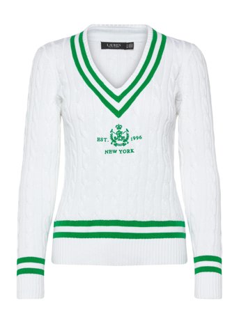 Lauren Ralph Lauren Cable-Knit Cricket Sweater - White - M