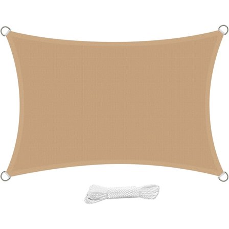 Rektangulær skygge seil 3x4 meter Vanntett skygge seil Vannbestandig Anti UV 4x3 m for hage terrasse uteplass, sand