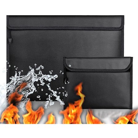 ING 2x Varmebestandige Poser - To Størrelser av Brannsikre Dokumentposer - Beskyttende Omslag - Flammehemmende Litium Polymer Poser