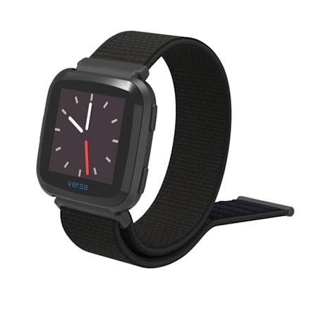 Fitbit Versa klockarmband nylon kardborre - Helsvart