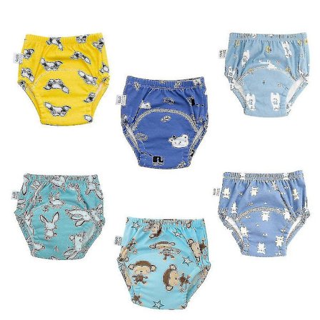 6 Pak Unisex Bomuld Genanvendelige Pottetræning Vandtætte Bukser