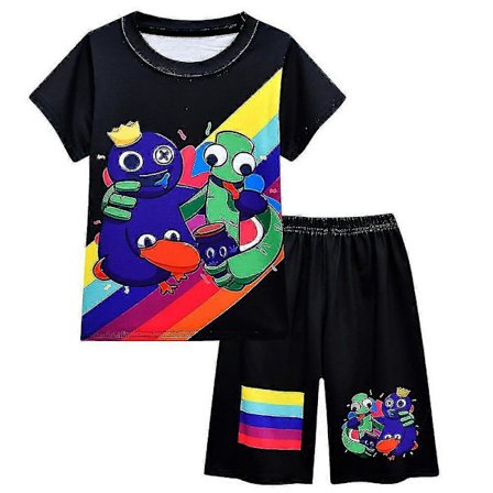 Rainbow Friends Barnkläder Sommar Kortärmad Toppar T-shirt Byxor Set -NMAOV