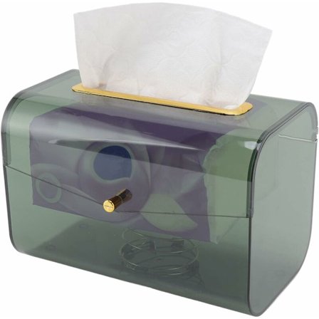 Gjennomsiktig serviettholder med fjærholder, serviettboks, automatisk løftefjærholder for bad, kontorer, benkeplater, forfengelighet, soverom