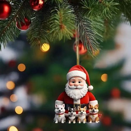 2D Joulupukki ja pentu joulukoristeet