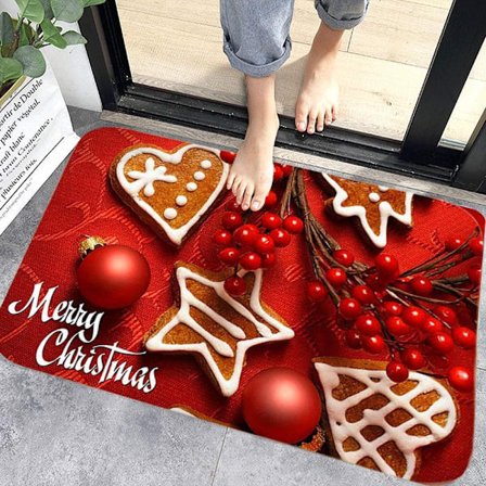 (40*60cm) Julgolvsmatta, Inomhusmatta Halksäker Dörrmatta, Julmönster Heminredning Inomhus Juldörrmatta
