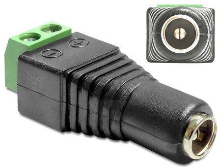 Delock Adapter DC 2.1 x 5.5 mm female > Terminal Block - strømadapter - 2-pins terminalblokk til LS-jack 2,1 mm