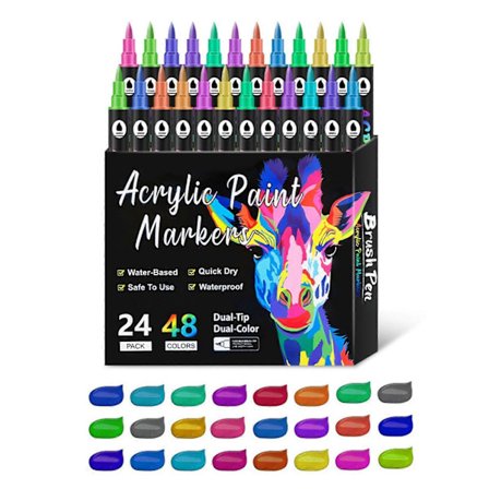 Akryl Marker Pen Sæt Bærbart Letvægts Tegne Pen til Farvelægning Skitsering[D]