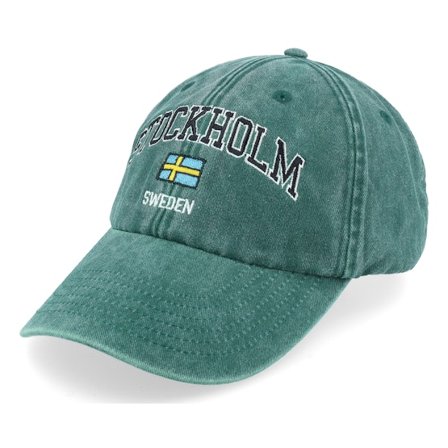 Iconic - Verde unconstructed Cappellino - Stockholm Sweden Washed Green Dad Cap @ Hatstore