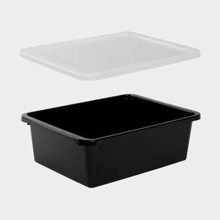 Förvaringslåda i plast med lock - Nordiska Plast Store It, svart, 390 x 290 x 125 mm, 10 liter