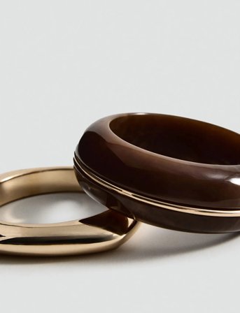 Mango Pack Of 2 Rigid Bracelets - Brown - ONE SIZE