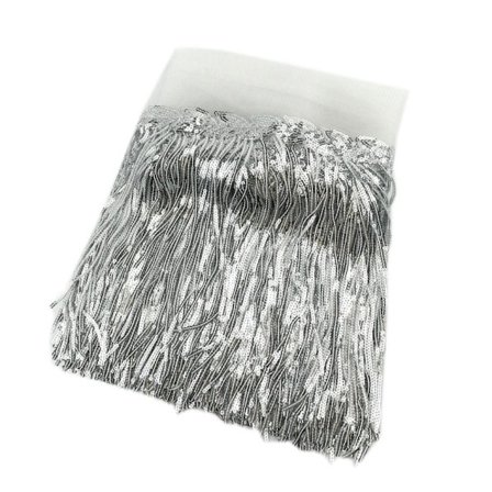 10 Yards Paljett Tofs Spets Dekorationsmaterial SILVER 10 YARDS Silver 10 Yards-10 Yards