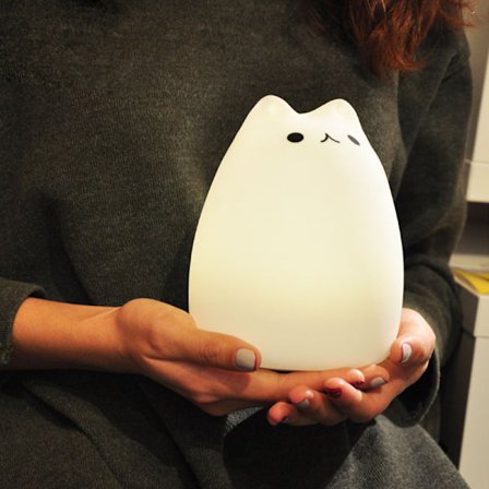 *LED Natlampe LED Silikone Kat Natlampe Baby Natlampe wit*