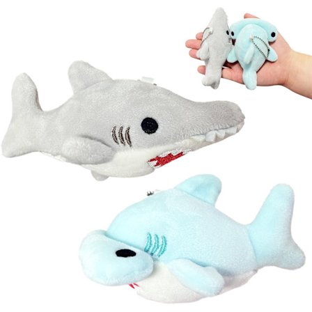 Söta Haj Plysch Nyckelringar för Barn, Mjuka Havsdjur Gosedjur 2-pack, Kawaii Plyschdjur för Kalas