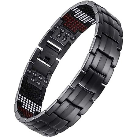 Titanium Armbånd til Mænd Sort PVD Belægning Mineraler Magnetisk Br