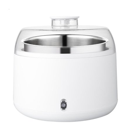 Yoghurtmaskin, Kompakt gresk yoghurtmaskin, termostatkontroll, beholder i rustfritt stål, 1 liter økologisk yoghurt