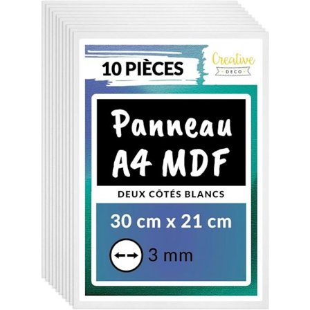 MDF-levy - Creative Deco - 10 kpl - 300x210mm - Kaksipuoleinen Valkoinen - Lasersahaus